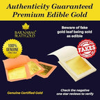 Barnabas Edible Gold Leaf 24K - Cake Decorations, Loose Gold Leaf Sheets for Cupcakes - 1.5 inches, Interleaf of 12