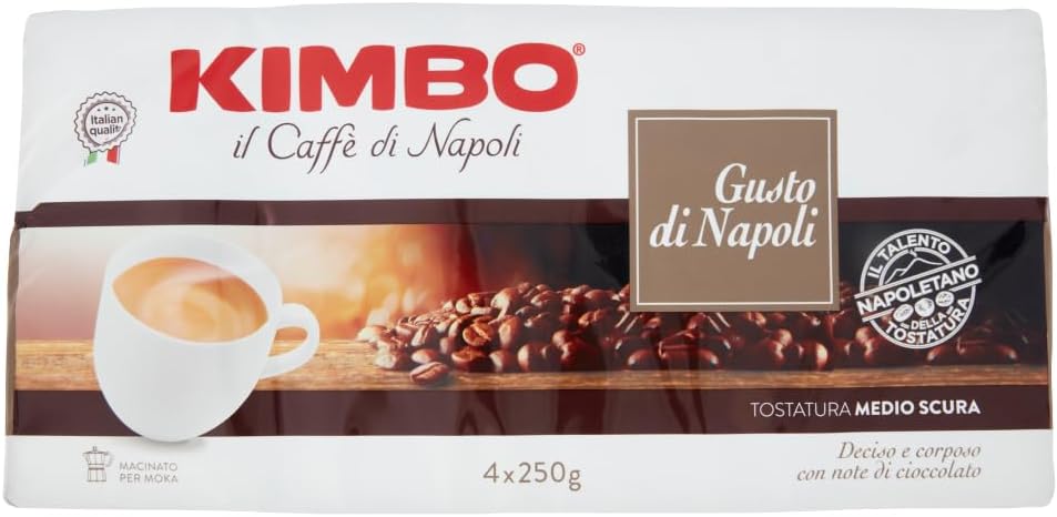 KIMBO Ground coffee 4x250gr (Pack of 2.2 LB, Gusto di Napoli)