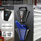 2-Piece Magnetic Wrench Organizer, 24-Slot Wrenches Holder Set with Lock Cover Metric 6–18mm & SAE 1/4-3/4", Wrench Rack Tool Trays with Carrying Handle for Wall Mount Toolbox Drawer Storage
