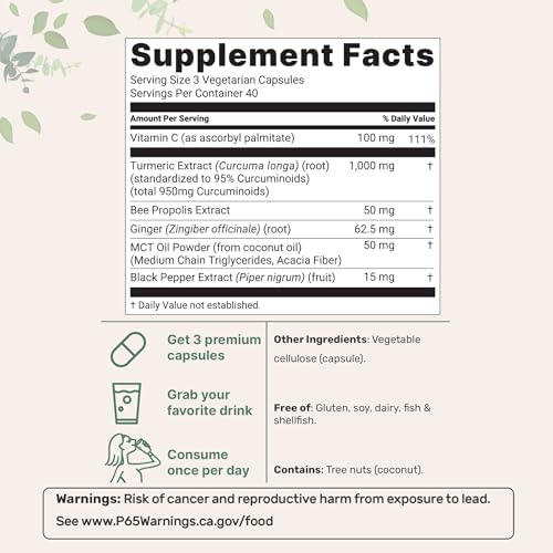 Micro Ingredients Pure Turmeric Curcumin Supplement 1,000mg – 95% Curcuminoids with Black Pepper & Ginger – High Absorption for Joint & Antioxidant Support* – Filler Free, 120 Veggie Capsules