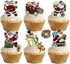 24 Stand Up Classic Father Christmas Santa Themed Pre-cut Edible Wafer Paper Cake Toppers Decorations