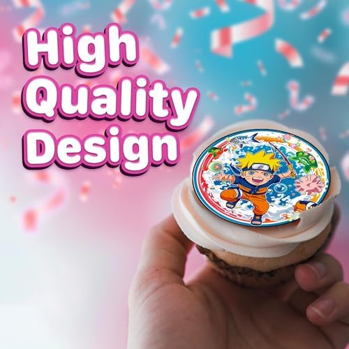 30 x Edible Cupcake Toppers – Anime Ninja Inspired Collection of Edible Cake Decorations | Uncut Edible on Wafer Sheet
