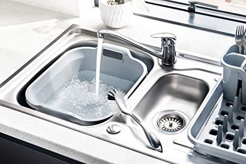 Addis Eco Made from 100% Recycled Plastic Washing up Bowl with Twin Handle, 9.5 Litre, Light Grey