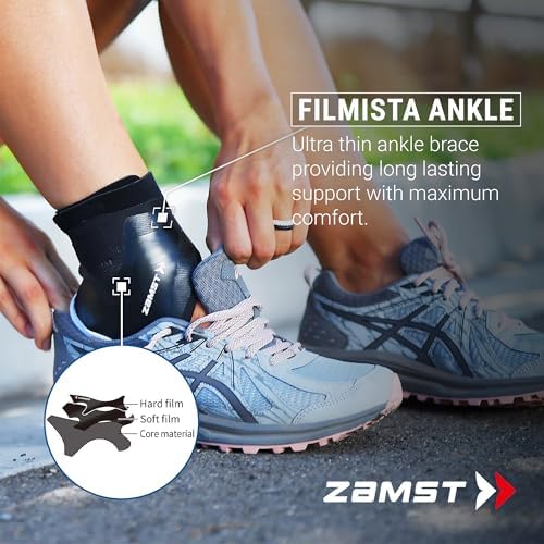 Zamst Filmista Ankle - Ultra-Thin Ankle Brace for Sport, Stabilizing Ankle Support for Men and Women - Left, Medium