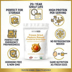 Freeze Dried Powdered Dried Eggs, Grade A Eggs, Grass Fed Pasture Raised, 70 Servings, MRE Food Supply, Camping Essentials, 25+ Years Shelf Life, Emergency Food Supply, 32 OZ