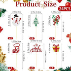 Christmas Cupcake Toppers Cake Decorations, 24 PCS Merry Christmas Cake Topper, Glitter Santa Clus Snowman Xmas Tree Decorative Cupcakes Ficks Food Picks for Xmas Holiday Party Decoration Supplies