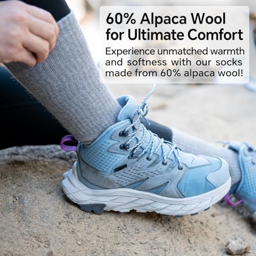 Toughland Alpaca Wool Socks for Men and Women - Non-Itchy, Full Cushion Warm Crew Socks - for Cold Weather, Hiking