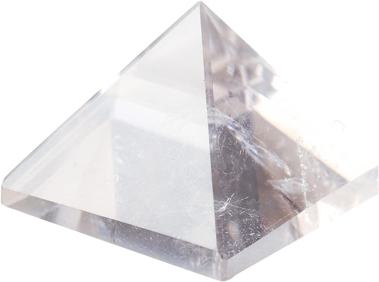 Runyangshi Natural Crystal Pyramid Energy Generator | 2.0x2.0in (5x5cm) Healing Crystal Pyramid for Protection & Positive Energy | Natural Quartz for Chakra Reiki Home Decor