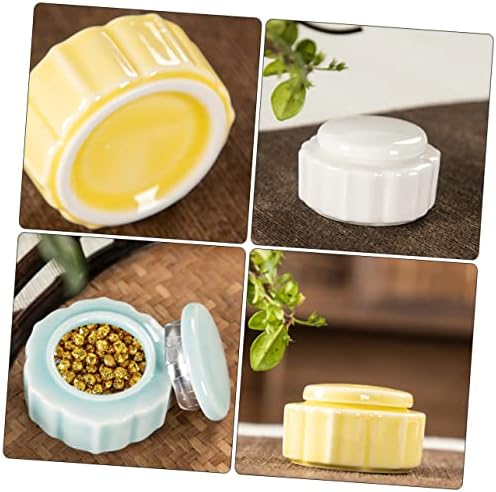 Beaupretty 3pcs Ceramic Lip Balm Jars Mini Cosmetic Containers Lids for Creams Travel Makeup Storage Refillable Face Cream Ointments Vintage Style Compact Design