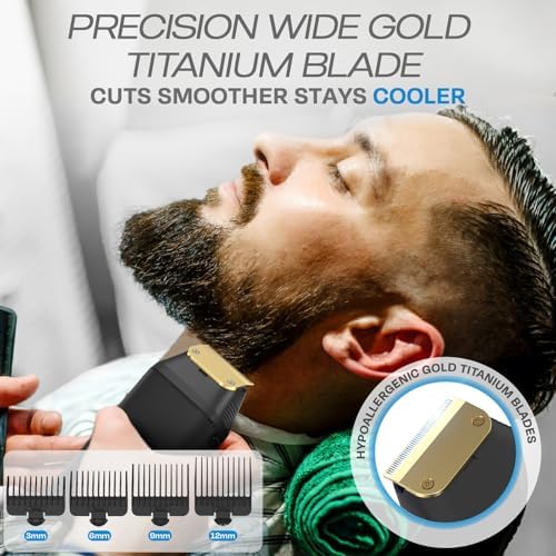 HUMMINGBIRD MK17 DualPro Foil Shaver & Beard Trimmer for Men – Gold Titanium Blades, Turbo Shaving & Torque Control, Metal Body, Digital Battery & RPM Display, Wet/Dry, USB-C & Wireless Charging Dock
