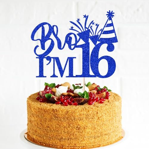 Bro I'm 16 Cake Topper，Celebrate Happy 16th Birthday，Boy fun of being 16 begin Decorations Supplies,Pick 16 Fabulous Birthday Cake Decoration (16)