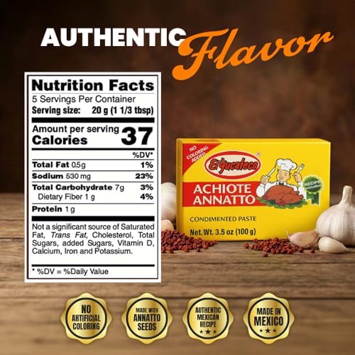 El Yucateco Achiote Paste (Annatto Seasoning) – Pack of 2 (3.5 oz Each) – Authentic Mexican Red Achiote for Cochinita Pibil, Marinades & Traditional Latin Cooking