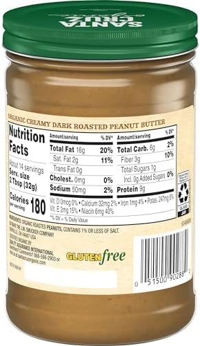 Santa Cruz Organic, Dark Roasted Peanut Butter, Creamy, Organic, 16 Ounce