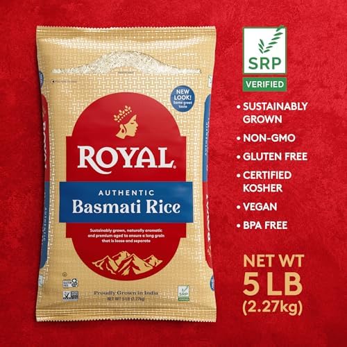 Royal - Naturally Aged Authentic Long Grain Indian White Basmati Rice - 10 lb