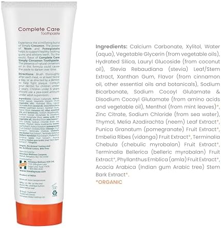 Himalaya Botanique Complete Care Toothpaste, Herbal, Cinnamon Flavor, Fights Plaque, Freshens Breath, Fluoride Free, No Artificial Flavors, SLS Free, Cruelty Free, Foaming, 5.29 Oz, 4 Pack
