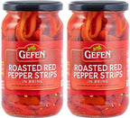 Gefen Roasted Red Pepper Strips, 16 oz (2 Pack) | Roasted Peppers in Brine | Kosher (including Passover)