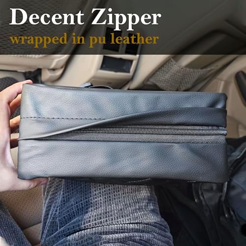Car Tissue Holder for 120 Standard Tissue,Leather PU Tissues Box Cover for Car Backseat,Extra Large Rectangle Napkin Holder Soft Rectangular,Fits for Kleenex tissues,for Storage& Organization (Black)