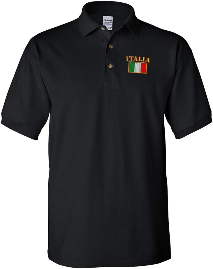 Polo Shirts for Men Italia Flag Embroidery Cotton Short Sleeves Golf Tees