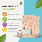 SuperBee Travel kit with Dentos Toothpaste Tablets 14 tabs, Natural Floss, Soft Bristles Bamboo Toothbrush - Fluoride Free & Eco Friendly, Travel Size kit Plastic Free