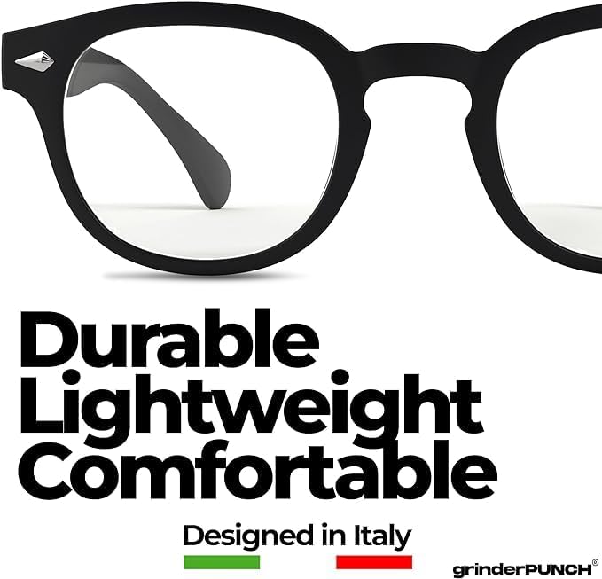 grinderPUNCH Classic Reading Glasses for Women and Men Stylish Lightweight Readers Round Readers for Women and Men