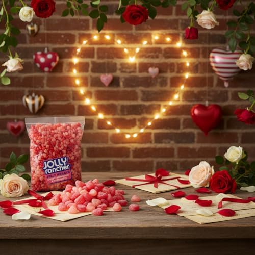 Jolly Ranchers Jelly Hearts Mothers Day Candy Bulk 2lb - Bulk Candy Heart Shaped Jelly Beans, Red & Pink JollyRancher Hearts for Gifts & Party Favors - 2 Pounds