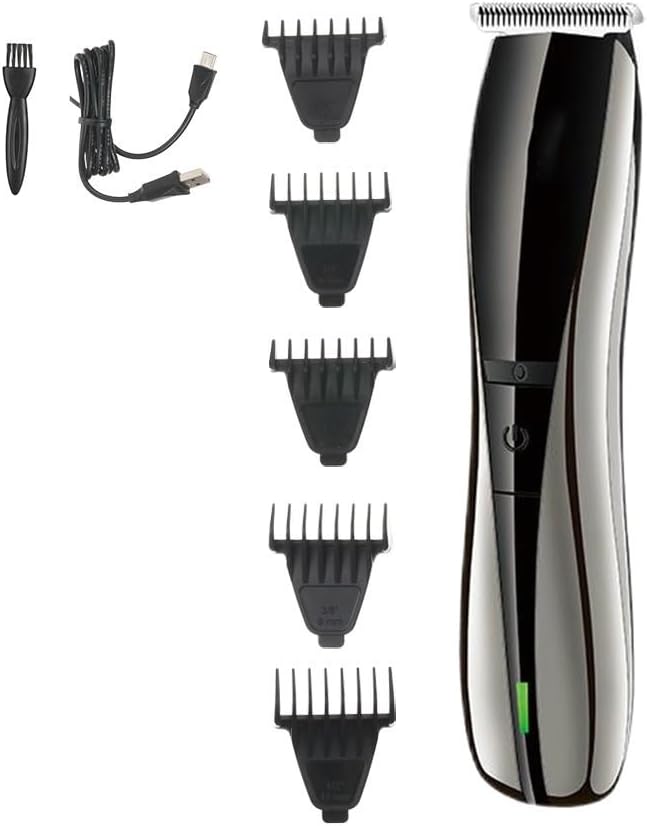 Mens Hair Clippers, Hairdresser Oil Head Electric USB Charging Electric Push Shear 0 Cutter Head Carving Shear Clipper Hair(Silvery)