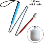Aluminum Mobility Folding White Cane for Vision Impaired and Blind People (Folds Down 4 Sections) (115 cm (45.3 inch), Blue Handle)