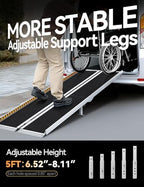 FACHNUO 5 Feet Portable Wheelchair Ramp, Non-Skid Aluminum Handicap Ramps with Handle, Folding Threshold Wheel Chair Ramp for Home Steps, Stairs, Entry, Threshold, Doorways, Scooter, 800LBS Capacity