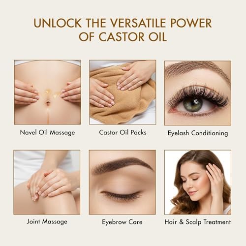 Majestic Pure USDA Organic Castor Oil 8 Fl Oz - 100% Pure and Natural- Cold Pressed & Hexane Free Natural Hair Growth Oil for Eyelashes, Eyebrows, Skin, Body, Face, Nails & Scalp