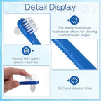 50 Pcs Denture Brush Bulk, Dual Head Firm Hard Bristle Denture Toothbrush Portable Individually Blue Dentures Cleaner Brush for False Teeth, Mouth Guards, Clear Braces
