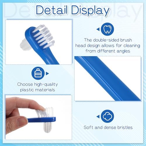 50 Pcs Denture Brush Bulk, Dual Head Firm Hard Bristle Denture Toothbrush Portable Individually Blue Dentures Cleaner Brush for False Teeth, Mouth Guards, Clear Braces