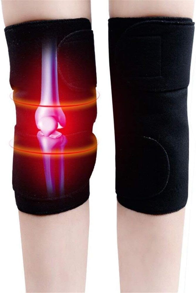 1Pair Self Heating Knee Brace Sleeve, Adjustable Tourmaline Magnetic Therapy Knee Pad Support with Open Patella Stabilizer