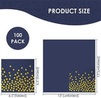 13 x 13 Inches Blue Party Napkins,Blue and Gold Beverage Napkin,100PCS Gold Dot Cocktail Paper Napkins for Birthday Wedding Graduation 2025