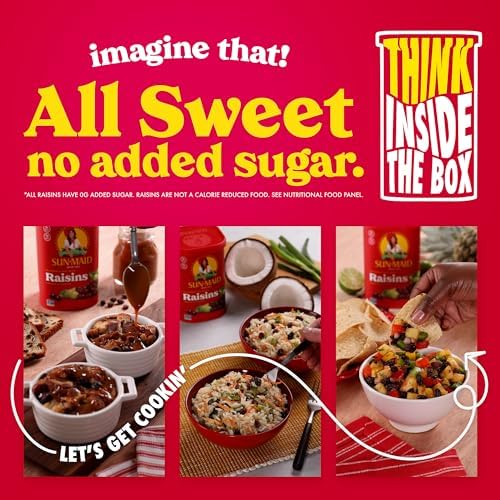 Sun-Maid California Sun-Dried Raisins - 13 oz Resealable Canister - Dried Fruit for Healthy Snacks, School Lunches, and Natural Sweeteners