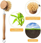 Patelai 8 Pieces Wooden Kitchen Dish Brush Include Bamboo Scrub Cleaning Brush and Replacement Heads Dish Scrubber for Kitchen Room Cleaning Supplies