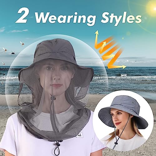 ayamaya Mosquito Head Net Hat for Men Women Sun Hats Wide Brim