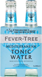 Fever-Tree Mediterranean Tonic Water Glass Bottles, No Artificial Sweeteners, & Preservatives, (Pack of 4) flavorings 27.2 Fl Oz