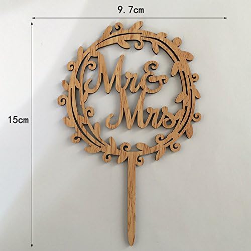 YAMI COCU Mr and Mrs Cake Toppers Rustic Wood Wedding Party Engagement Decoration