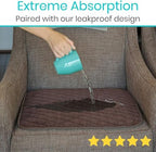 Sures Waterproof Chair Pads for Incontinence (22" x 21") - Washable, Waterproof Seat Protector - Chair Protector Seat Cover - Absorbent Pad for Bed, Seat, Car, Wheelchair & Recliner (Brown, 2 Pack)