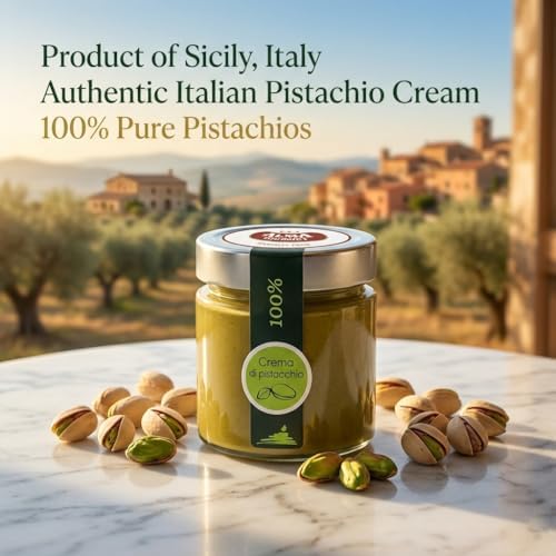 Alma Gourmet 100% Pistachio Butter – Pure Pistachio Paste, Unsweetened Pistachio Cream Spread, Single Ingredient Nut Butter, Perfect for Baking, Ice Cream & Dubai Chocolate Recipes, Imported from Sicily Italy, 6.7 oz (190g)