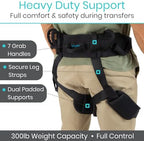 Vive Gait Belt with Leg Straps - Heavy Duty Transfer Belt with Quick Release Gait Belts for Seniors - Adjustable Bed, Stand Assist Aid with Handles - Physical Therapy Mobility Aid for Elderly (Black)