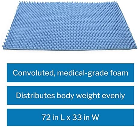McKesson Mattress Overlay - Convoluted Foam Decubitus Care Pad, Mattress Topper for Ulcers, Pressure Sores, Bedsores - 72 in x 33 in x 4 in, 1 Count Blue