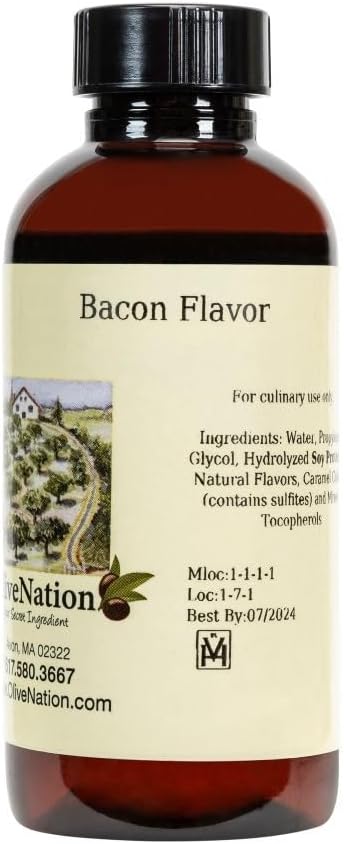Liquid Bacon Flavor - Water Soluble Natural Flavoring for Baking - Beverages - Brewing - Gluten Free - Kosher - 16 ounces