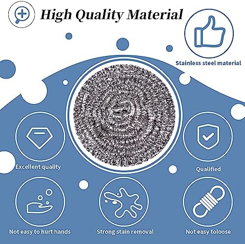 Stainless Steel Scrubber Scrubbing Scouring Pad Sponges Clean Pot Pan and Steel Wool for Kitchen Bathroom