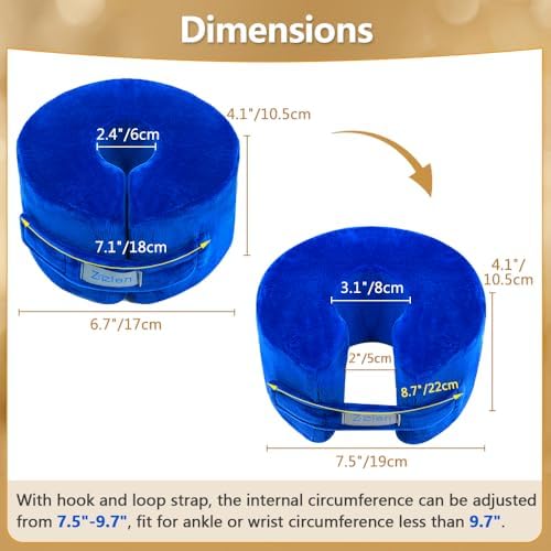 Zelen Foot Support Pillows Heel Ankle Protector Foot Cushion for Pressure Sores Ulcer Bed Sore Pads Cushion Leg Rest Pillow Supports Sore Feet Pillow Ankle Foam for Sleeping (Blue, 1 Pair)