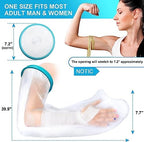 Full Arm Cast Cover for Shower Adult, 100% Waterproof Cast Shower Cover Arm, Soft Comfortable Cast Bag Cast Protector, Watertight Seal to Keep Wounds Bandage Dry, Reusable
