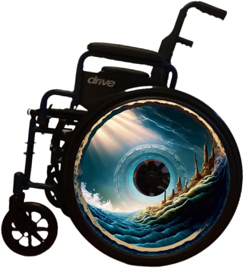 Wheelchair Wheel Covers Water Proof Designer Cover for Wheelchair Wheels, Enhances Aesthetics, Easy Install/Remove, Lightweight, Waterproof (Fantasyland).
