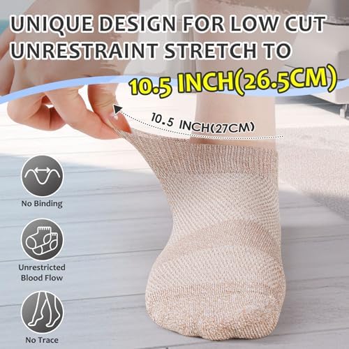 Bulinlulu Diabetic Socks for Men Women,6 Pairs Low Cut Non Binding Diabetic Socks,Ankle Seamless Socks for Men 6-9 9-12(Dark-Large)