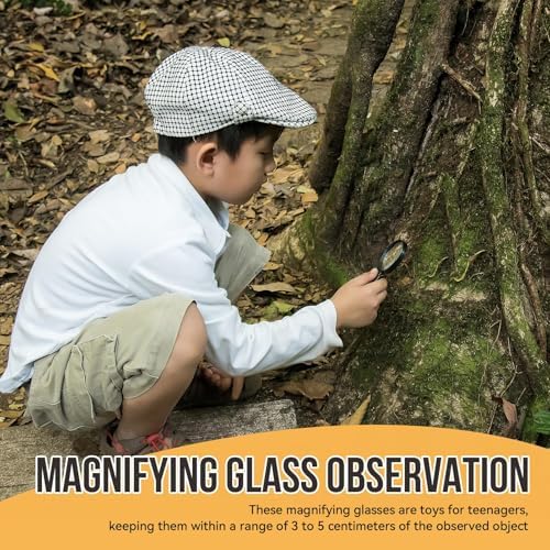 50 Pack Mini Black Magnifying Glasses with Keychain, Small Handheld Magnifiers for Jewelry, Reading, Maps, Crafts, Outdoor Observation, Travel Accessories and Bulk Event Supplies