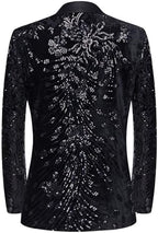 Pyiujtr Men's Sequins Velvet Shawl Lapels Stage Party Prom Wedding Dinner Suit Jacket Blazer